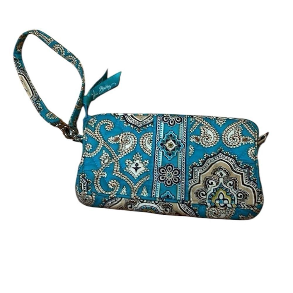Vera Bradley Wallet, Wristlet Aqua, Teal paisley